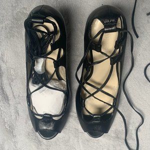 Colin Stuart  Black Leather Tie Up Shoes/Heels